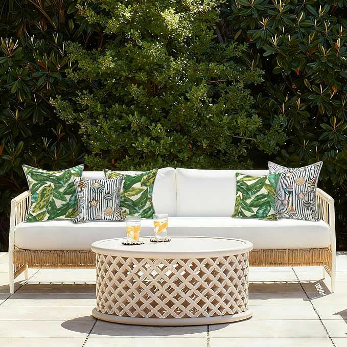 LVTXIII Outdoor Throw Pillow Covers Pack of 2 Patio Waterproof Pillow Cases Fade Resistant Accent Pillow Covers for Home and Garden Furniture Decoration, 18"x18", Lush Leaf Jungle