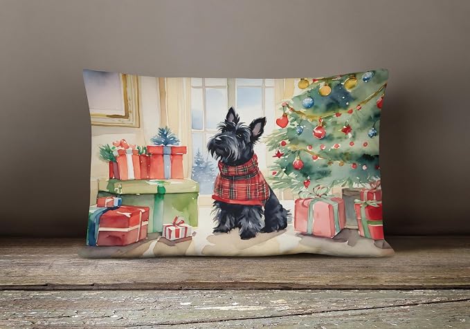 Caroline's Treasures DAC2741PW1216 Scottish Terrier Cozy Christmas Throw Pillow Machine Washable, Indoor Outdoor Decorative Pillow for Couch, Bed or Patio, 12HX16W