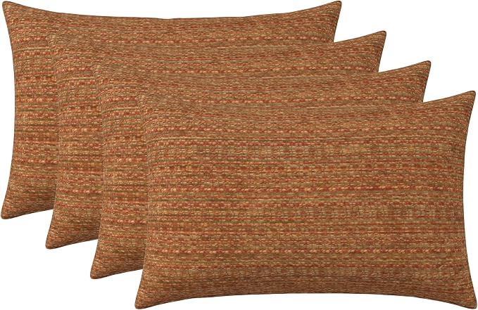 RSH DECOR: Sunbrella Jumbo Lumbar Pillows Set of 4 | 26" x 16" | Indoor Outdoor – Patio, Lounge, Adirondack | Water & Fade-Resistant | Down-Alternative Inserts | Made in USA (Simone Sinnabar)