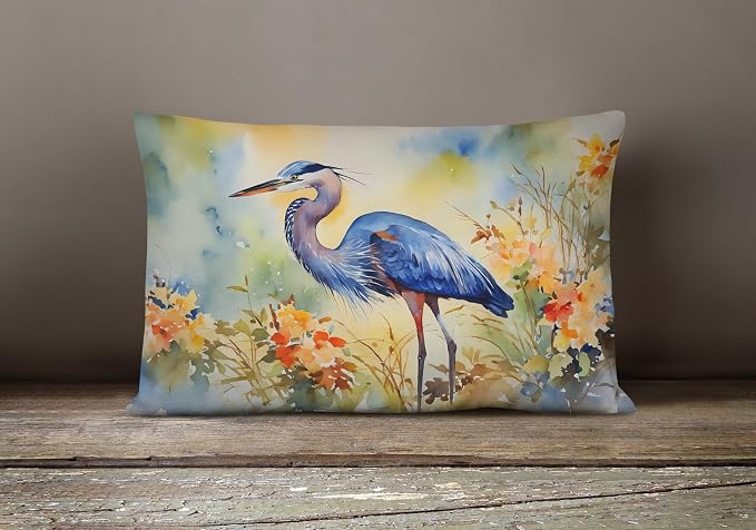 Caroline's Treasures DAC2846PW1216 Blue Heron Throw Pillow Machine Washable, Indoor Outdoor Decorative Pillow for Couch, Bed or Patio, 12HX16W