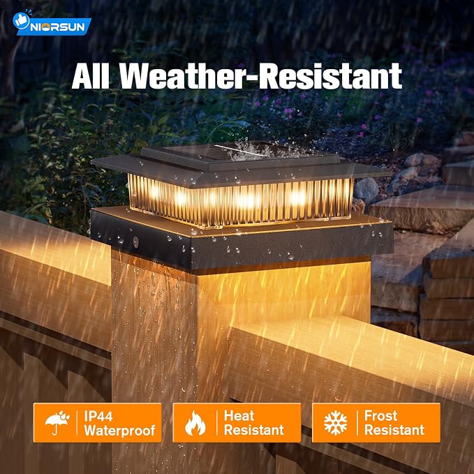 4x4 Post Solar Lights Color Changing,Solar Post Light,20 Pack Black | RGB Solar Post Cap Lights for 4x4 Post Caps Wood Vinyl,IP44 Waterproof Fence Post Solar Lights Outdoor, Solar Deck Post Light