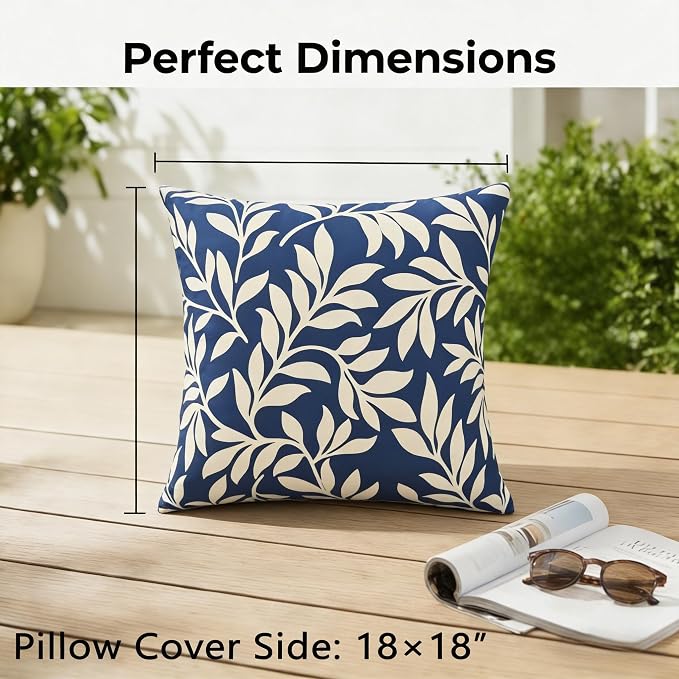JMGBird Outdoor Patio Pillows Waterproof Pillow Covers with Insert Included | 18×18 Outdoor Throw Pillow waterproof Outdoor Pillow covers farmhouse throw pillows for outdoor furniture
