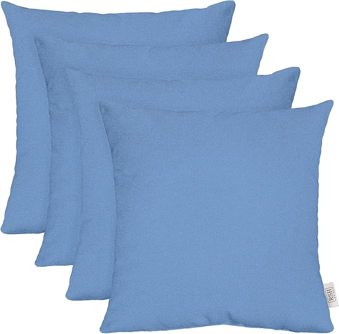 RSH DECOR: Sunbrella Square Throw Pillows Set of 4 | 17" x 17" | Water and Fade-Resistant Performance Fabric | Outdoor Pillow Covers with Down-Alternative Inserts | Made in USA (Cast Ocean Blue)