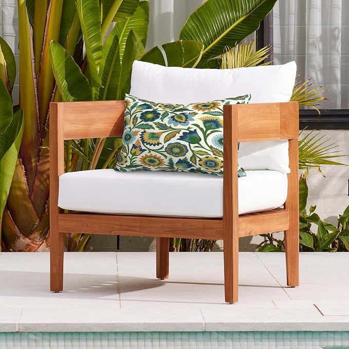 DYTXIII Pack of 2 Waterproof Outdoor Lumbar Pillow with Inserts, 12x20 in Rectangle Decorative Patio Throw Pillow for Home, Sofa,Bench and Patio Furniture, Fiesta Floral