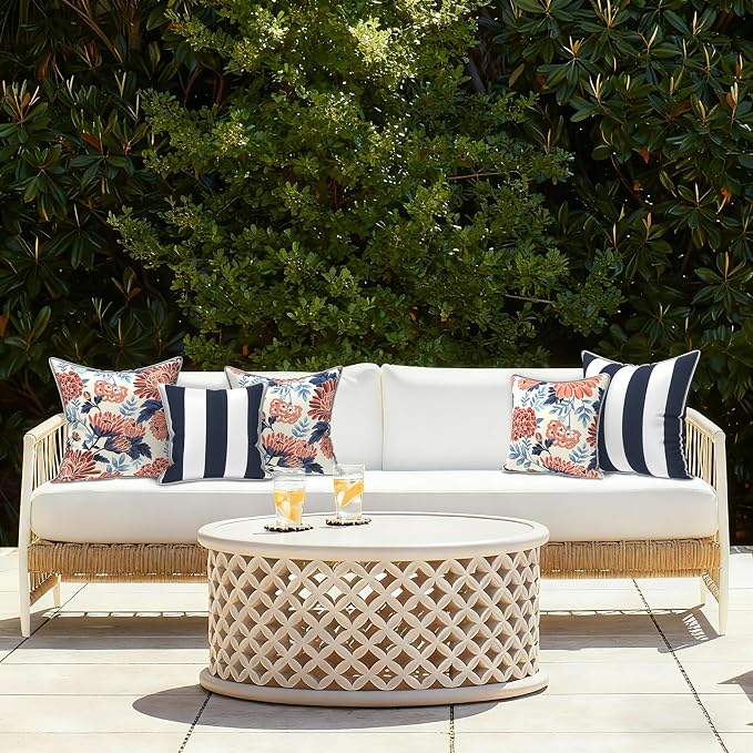 LVTXIII Outdoor Throw Pillow Covers 16x16 Waterproof Tropic Accent Pillow Cases Fluffy Outdoor Cushion Covers for Garden and Patio Furniture Decoration, 2 Pack, Red Chrysanthemum