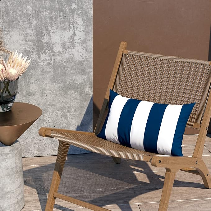 LVTXIII Outdoor/Indoor Lumbar Pillow Covers, Patio Fade Resistant Lumbar Pillow Cases ONLY, Tropical Lumbar Cushion Covers for Home and Garden Furniture Decor,12” x 20”, Pack of 2, Cabana Navy