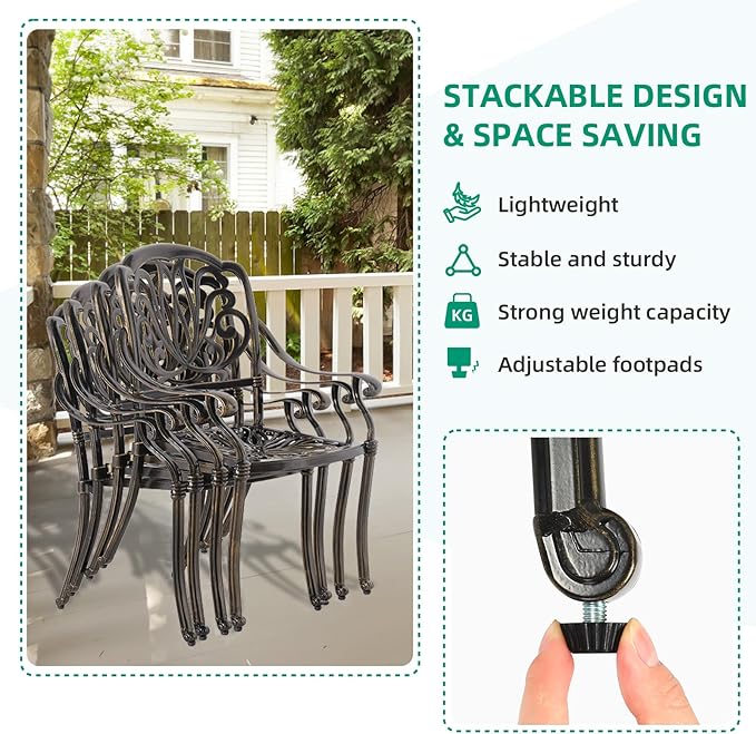 VIVIJASON 9-Piece Outdoor Furniture Dining Set for 8, Cast Aluminum Patio Table and Chairs Set with 6 Stationary Chairs, 2 Swivel Rocker Chairs, 64" Large Square Dining Table, Umbrella Hole, Red