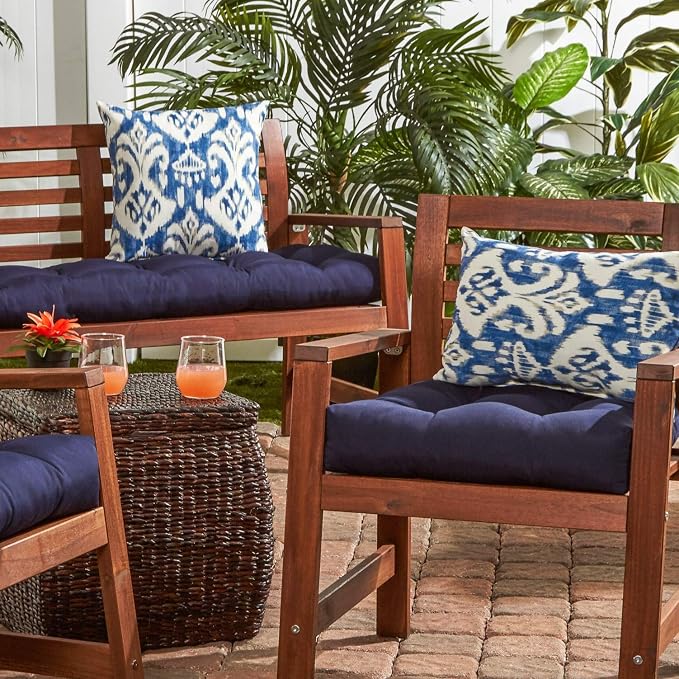 South Pine Porch Outdoor 17-inch Square Accent Pillow, Set of 2, Azule Ikat