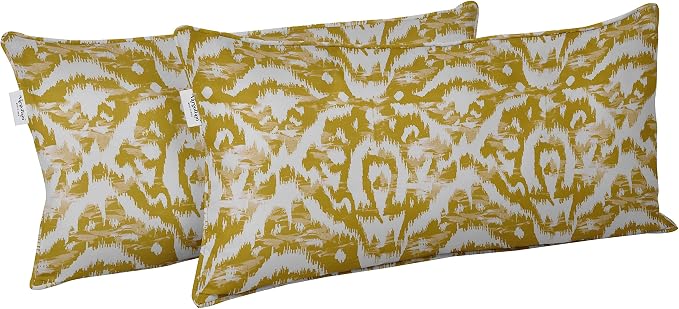 Indoor/Outdoor Polyester Fabric Lumbar Pillow Cover, All-Weather Waterproof Rectangular Cushion Case for Patio Furniture, 12 x 24 Set of 2 - Ikat-21