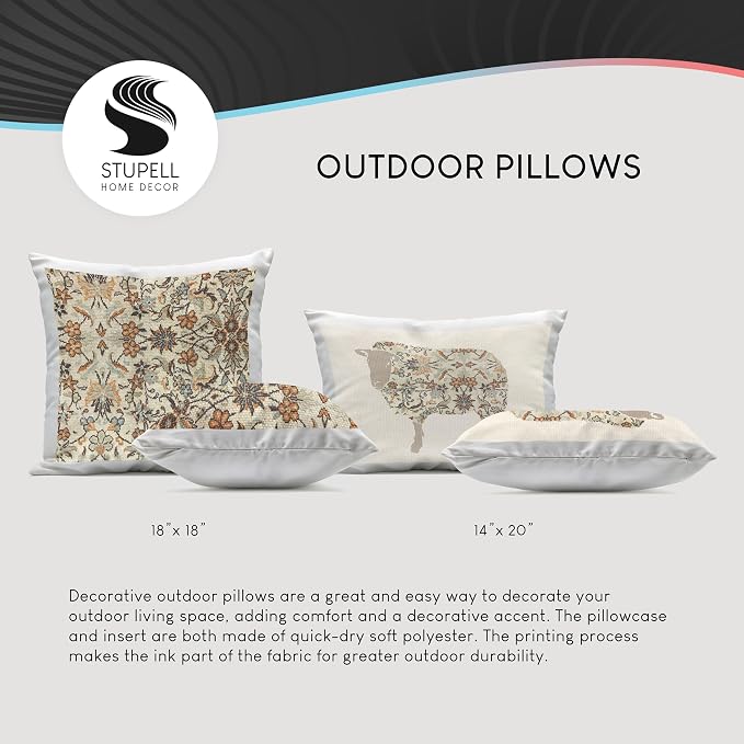 Stupell Industries | Orange White Damask Pattern, 18 x 18 | Outdoor Pillow, Made in USA - By Geoff Tygert