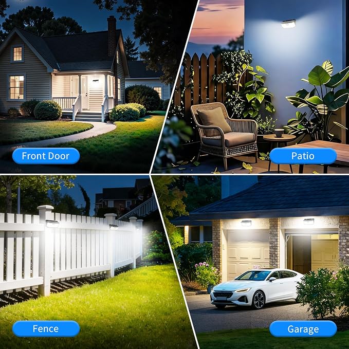 Aootek Solar Outdoor Motion Sensor Lights 2500Lm Solar Panel to 15.3 in² and 3 Modes(Security/Permanent On All Night/Smart Brightness Control) with IP65 Waterproof with Wide Angle(4pack)