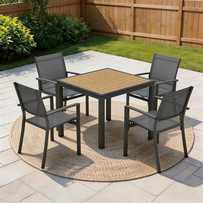 Heavy-Duty Metal Patio Chairs Set of 6, Outdoor Patio Chairs with Breathable Quick-Drying Textilene, Outdoor Chair with 110° Ergonomic High Backrest for Porch, Patio, Garden, Deck, Backyard