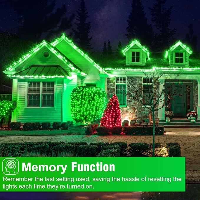 100FT 300 LED Christmas Lights Outdoor, Christmas Tree Lights, Green | Plug in 8 Modes Waterproof Connectable String Lights for Outside House Patio Garden Party Xmas Holiday Decorations