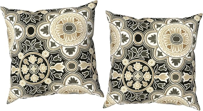 Outdoor Throw Pillow Covers 18x18 Inch, Decorative Pillow Covers for Patio Furniture, Vintage Medallion Modern Cushion Cases for Garden Couch Home Sofa, Pack of 2