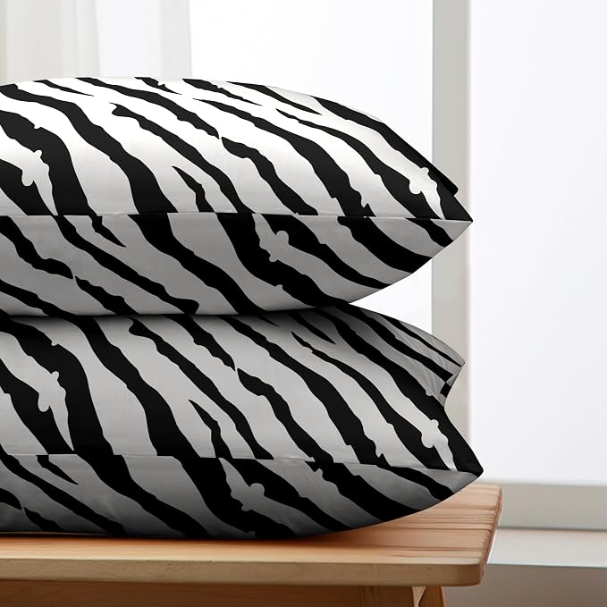 Zebra Pillow Covers Zebra Striped Pattern Rectangle Pillow Case 12x20 Black and White Lumbar Throw Pillow Covers for Bedroom Living Room Sofa Set of 2