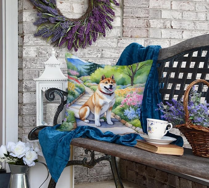 Caroline's Treasures Akita Spring Garden Throw Pillow Machine Washable, Indoor Outdoor Decorative Pillow for Couch, Bed or Patio, 18Hx18W