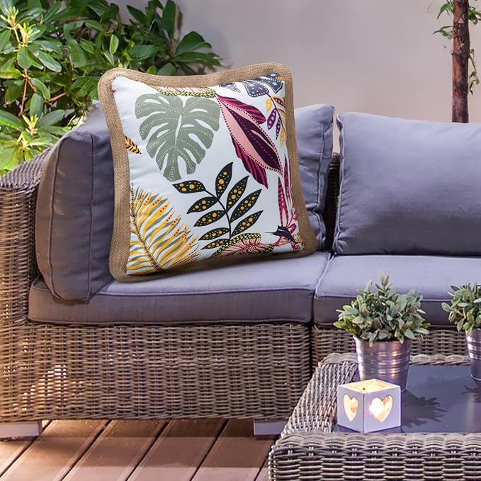 Tommy Bahama 18" x 18" Indoor/Outdoor Pillows, Pack of 2, Palms Aqua | Water-Resistant, Fade-Resistant Cushions with Inserts, Reversible Covers For Patio, Poolside And Garden Seating
