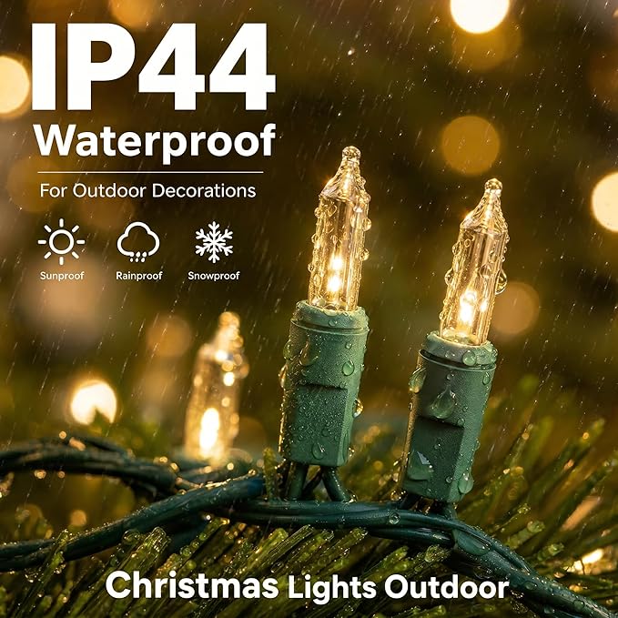 TW SHINE Warm White Christmas Lights Outdoor, 20FT 100 Count Incandescent Christmas Light Indoor, Waterproof Christmas Tree String Lights for Xmas Decorations | TW SHINE Christmas Light Indoor, Waterproof Christmas Tree String Lights for Outside Xmas D...