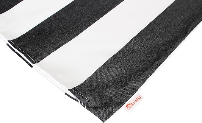 Outdoor/Indoor Sunbrella Throw Pillow Cover Only Square Set of 2 Pieces 24 inch x 24 inch Cabana Classic Stripe - Insert Not Included, Black/White