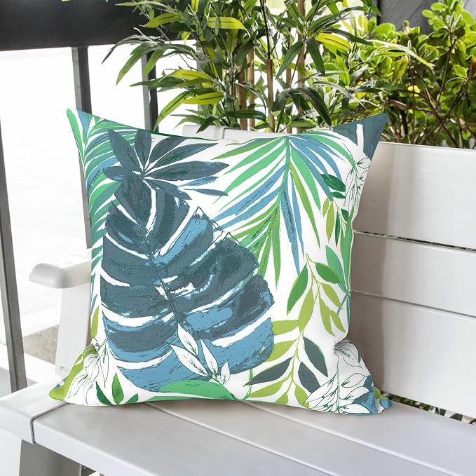 LVTXIII Outdoor Pillows 20x20 Inch, 2 Pack Large Decorative Square Throw Pillows with Inserts for Couch, Bed, Floor Seating, Patio Furniture, Islamorada Blue Green