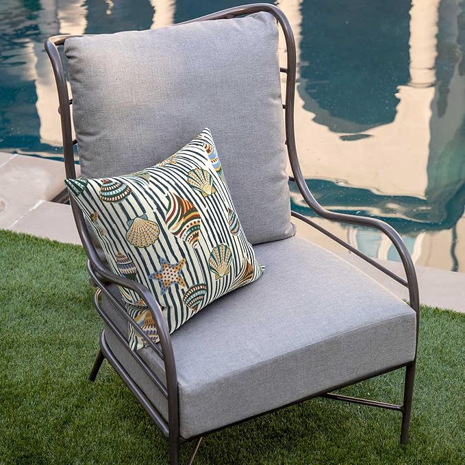 DYTXIII Pack of 2 Outdoor Waterproof Pillow Covers ONLY, 18"x18" Square Decorative Double Printed Throw Pillow Cases for Patio Couch Porch Furniture, Crayon Shells