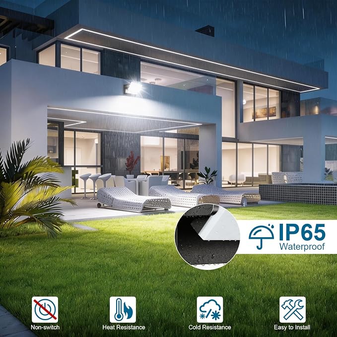 60W LED Outdoor Wall Lights 360° Rotatable LED Flood Lights Modern Commercial Security 5000K IP65 Waterporof Wall Mounted Light for Garage Yard Porch 4 Pack