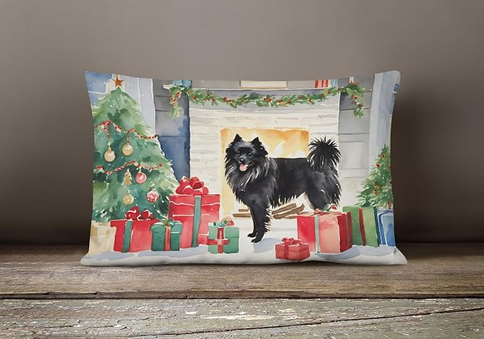 Caroline's Treasures DAC2664PW1216 German Spitz Cozy Christmas Throw Pillow Machine Washable, Indoor Outdoor Decorative Pillow for Couch, Bed or Patio, 12HX16W