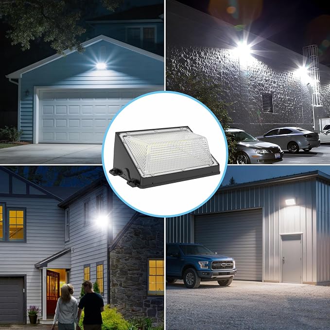 HYPERLITE 70W LED Wall Pack with Dusk-to-Dawn Photocell, Ideal Adjustable Security Lights Outdoor for Barn Yard Garage Shop Factory ETL Listed