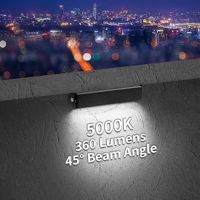 Black 4-Pack 7inch 3W 5000K Daylight White Hardscpe Lighting | 12V AC/DC Retaining Wall Lights,Low Voltage Landscape Lighting,Hardscape Paver Light,Outdoor Step Lights