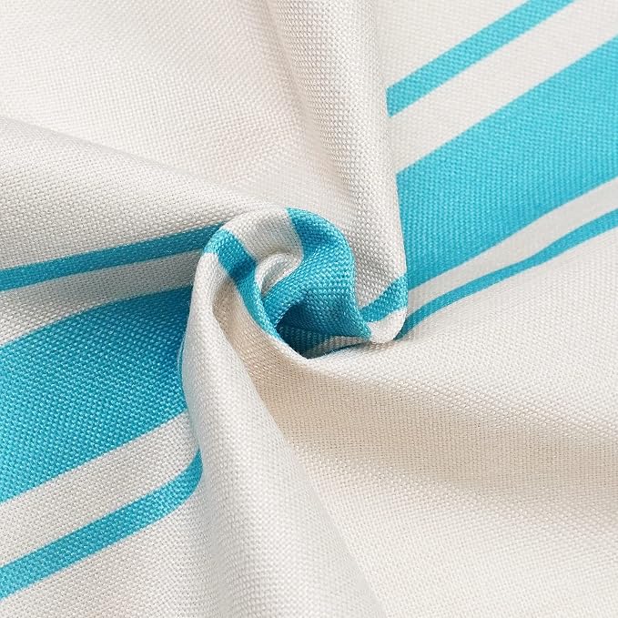ONWAY Outdoor Pillow Covers Waterproof 18x18 Set of 2 Decorative Linen Throw Pillow Cover Beige and Blue Striped Outdoor Pillows for Patio Furniture