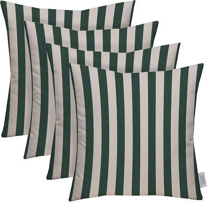RSH DECOR: Sunbrella Square Throw Pillows Set of 4 | 24" x 24" | Water and Fade-Resistant Performance Fabric | Outdoor Pillow Covers with Down-Alternative Inserts | Mason Forest Green