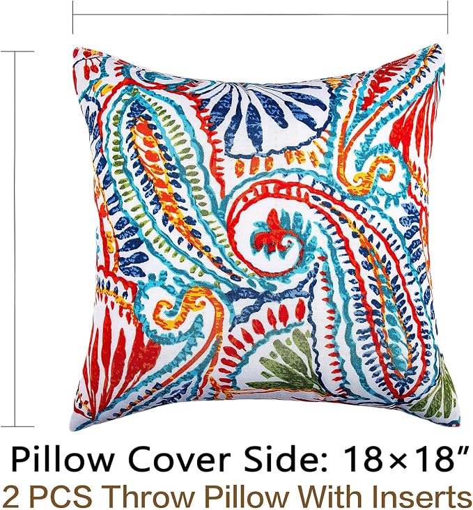 JMGBird Outdoor Throw Pillows Decorative Outdoor Accent Pillows with Insert | Outdoor Throw Pillows Patio Pillows with Inserts Square Decorative Pillows for Patio Furniture