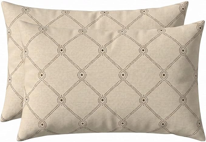 RSH DECOR: Sunbrella Jumbo Lumbar Pillows Set of 2 | 26" x 16" | Water and Fade-Resistant Performance Fabric | Outdoor Pillow Covers with Down-Alternative Inserts | Made in USA (Arabia)