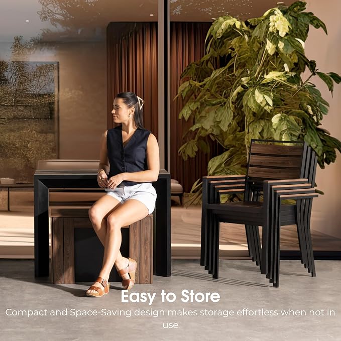 Transformer Table - Extendable Outdoor Dining Set up to 12 Seats, Expandable Patio Table, Weather-Resistant Patio Furniture, Outdoor Furniture, Dark Walnut, Brown (Table + Bench)