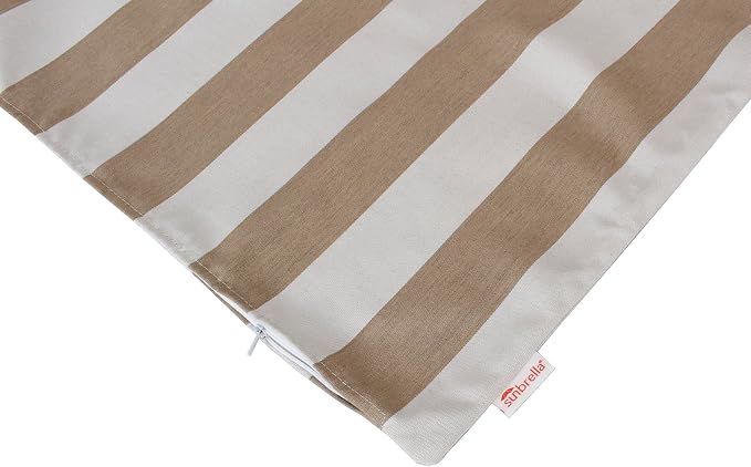 Outdoor/Indoor Sunbrella Throw Pillow Cover Only Square Set of 2 Pieces 18 inch x 18 inch Maxim Heather Beige Stripe - Insert Not Included