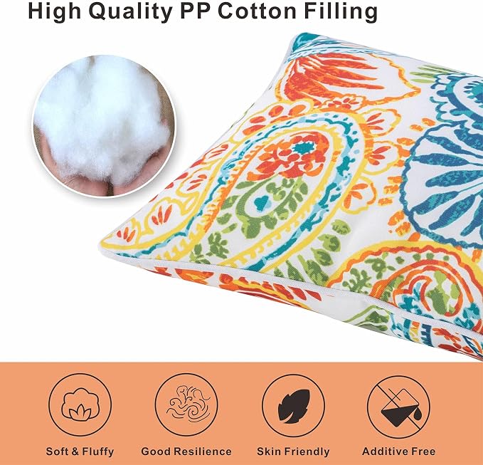 Outdoor Lumbar Pillows - Decorative Pillows with Insert Included Set of 2 Outdoor Pillows for Patio Furniture 12x20 Inch