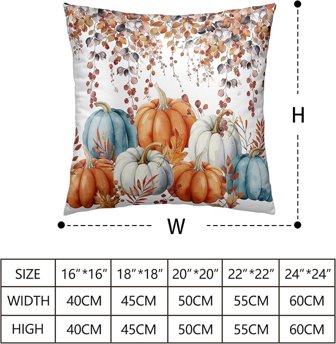 Fall Pillow Covers Colorful Pumpkin Throw Pillow Covers Autumn Thanksgiving Harvest Pillow Case 22x22 Set of 2 Double Sided Printing Cushion Case for Bedroom Couch Sofa