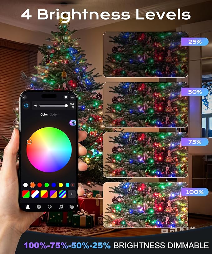 Smart 33ft 66 LED Christmas Halloween Fairy String Lights | App & remote DIY color changing orange, purple & RGB twinkle glow; ideal for indoor or outdoor whole house holiday decor.