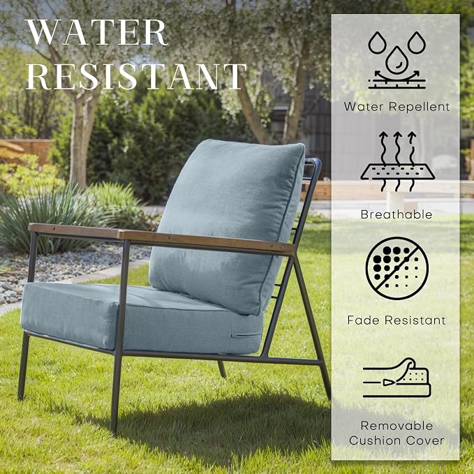 Luxury 24*24*6in Outdoor Patio Cushions, 6 Pieces Sky Blue Outdoor Cushion | 6in Outdoor Patio Cushions, Water-Resistant, Reversible, Removable Cover, for Patio Chairs Sofa Couch Loveseat