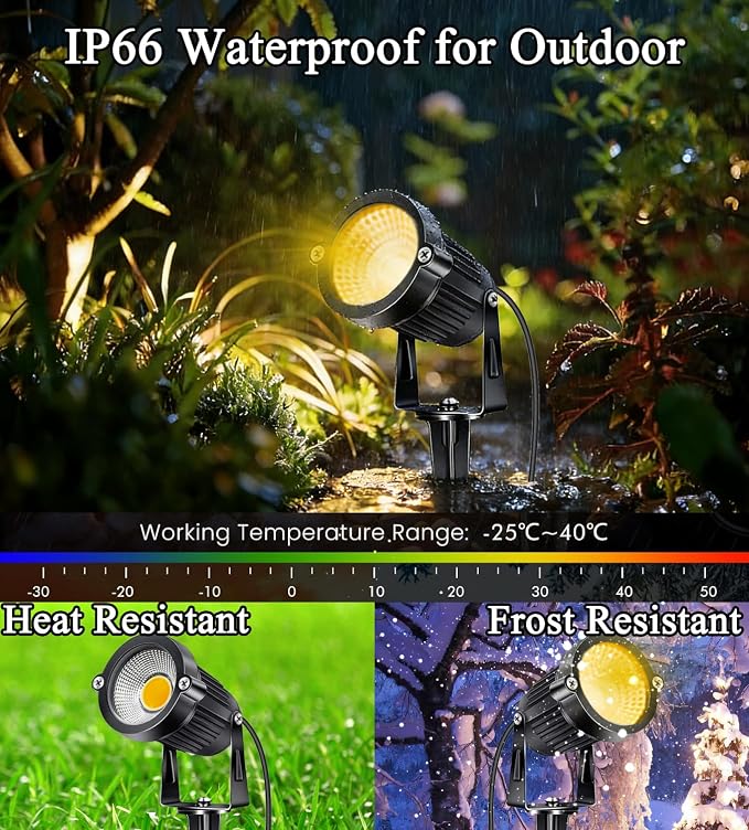 2Pack Low Voltage Landscape Lights LED 5W Landscape Lighting with connectors AC/DC 12V-24V Outdoor Spotlight IP66 Waterproof Tree Flag Lights Warm White Spotlights for Yard Garden Pathway