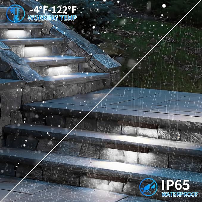 Black 4-Pack 7inch 3W 5000K Daylight White Hardscpe Lighting | 12V AC/DC Retaining Wall Lights,Low Voltage Landscape Lighting,Hardscape Paver Light,Outdoor Step Lights