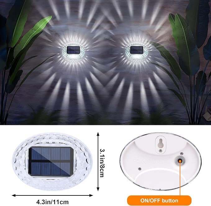 LYHOPE Solar Fence Lights Outdoor, IP65 Waterproof Solar Light for Outside, 6 Pack Deck Light for Backyard Railing Patio Deck Fence Stair Railing Wall Outdoor Decorations(Cool White)