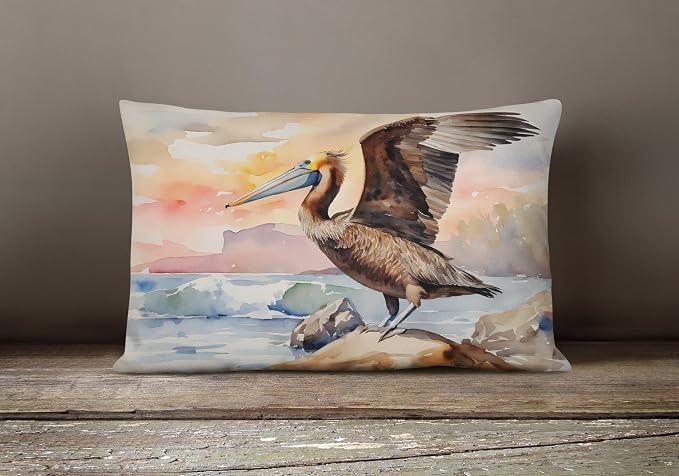 Caroline's Treasures DAC2857PW1216 Pelican Throw Pillow Machine Washable, Indoor Outdoor Decorative Pillow for Couch, Bed or Patio, 12HX16W
