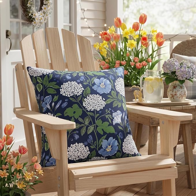 cygnus Summer Waterproof Outdoor Pillow Covers 18x18 Inch Blue Hydrangea Outdoor Pillows for Patio Furniture Garden Home Decor- Double Side,Fade Resist