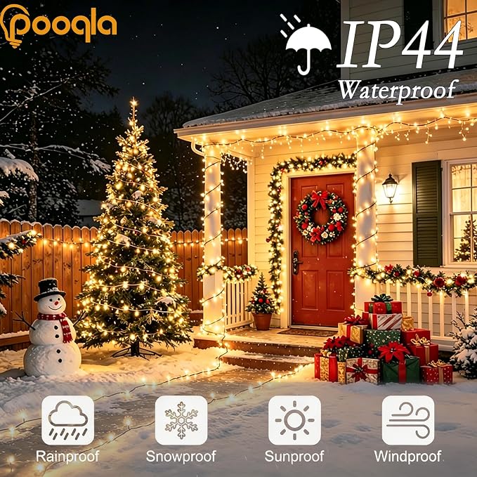 1000 LED Warm White Christmas Lights Outdoor String Lights, 328 ft | Green Wire Waterproof Twinkle Fairy Lights Plug in with Timer, 8 Modes String Lights Indoor Bedroom Xmas Tree Decorations