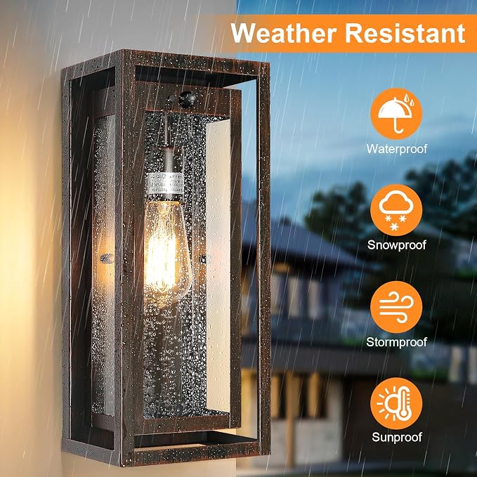 15" Motion Sensor Classic Outdoor Light Fixture Wall Mount, 3 Lighting Modes Waterproof Anti-Rust Wall Sconces, 2 Pack Exterior Lighting Fixtures for Front Door, Porch, Garage