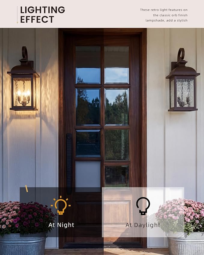 FEMILA 26" Outdoor Wall Sconce, Large Exterior Lighting Fixtures, 3-Light Outdoor Wall Lantern Porch Lights for Patio, Garage, Doorway, ORB Finish, E12 Base, 4FD54B-L ORB-WP