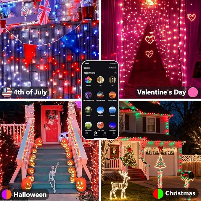 YIQU Smart Color Changing Fall Lights String 33 FT 100 LED App Remote | Fall Decor, Orange Purple Halloween Lights,Music Syn, Multicolor and Modes, Custom Timer Settings, Indoor Outdoor Waterproof