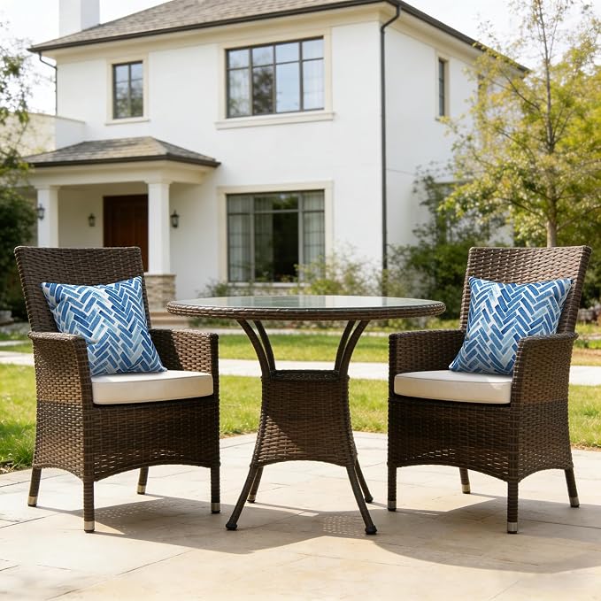 LVTXIII Outdoor/Indoor Throw Pillows, Decorative Throw Pillows with Inserts, 18"x18" Square Pillows for Bed, Couch, Sofa and Patio Furniture (Set of 2, Blue Bricks)