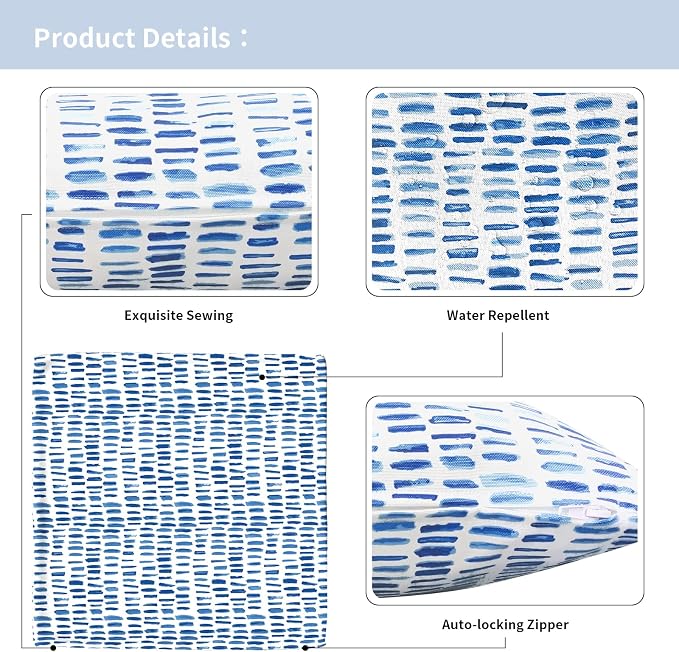 Outdoor Pillow Covers for Patio Furniture 20x20 Inch, Decorative Patio Throw Pillow Covers Set of 2, Modern Square Cushion Cases for Porch Garden Home Office, Pebble Blue